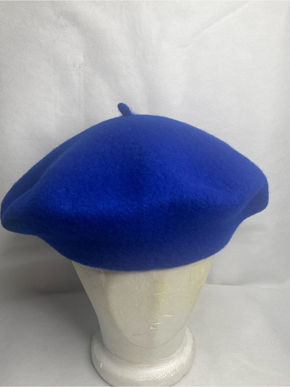 Vintage French Beret Basque Hat 100% Wool De Luxe Royal Blue OSFM Victorian Cap